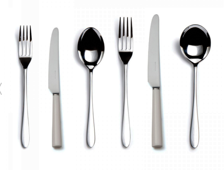 This stainless steel UK-made cutlery is fantastic. It's Pride by David Mellor, designed in 1953. Lov