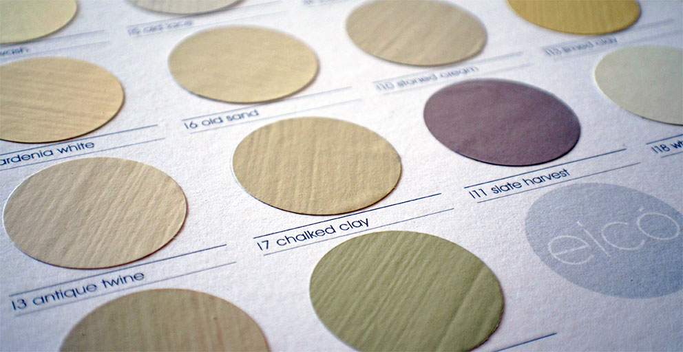Swatches from Eicó Paints, which are pure acrylic and made in Iceland