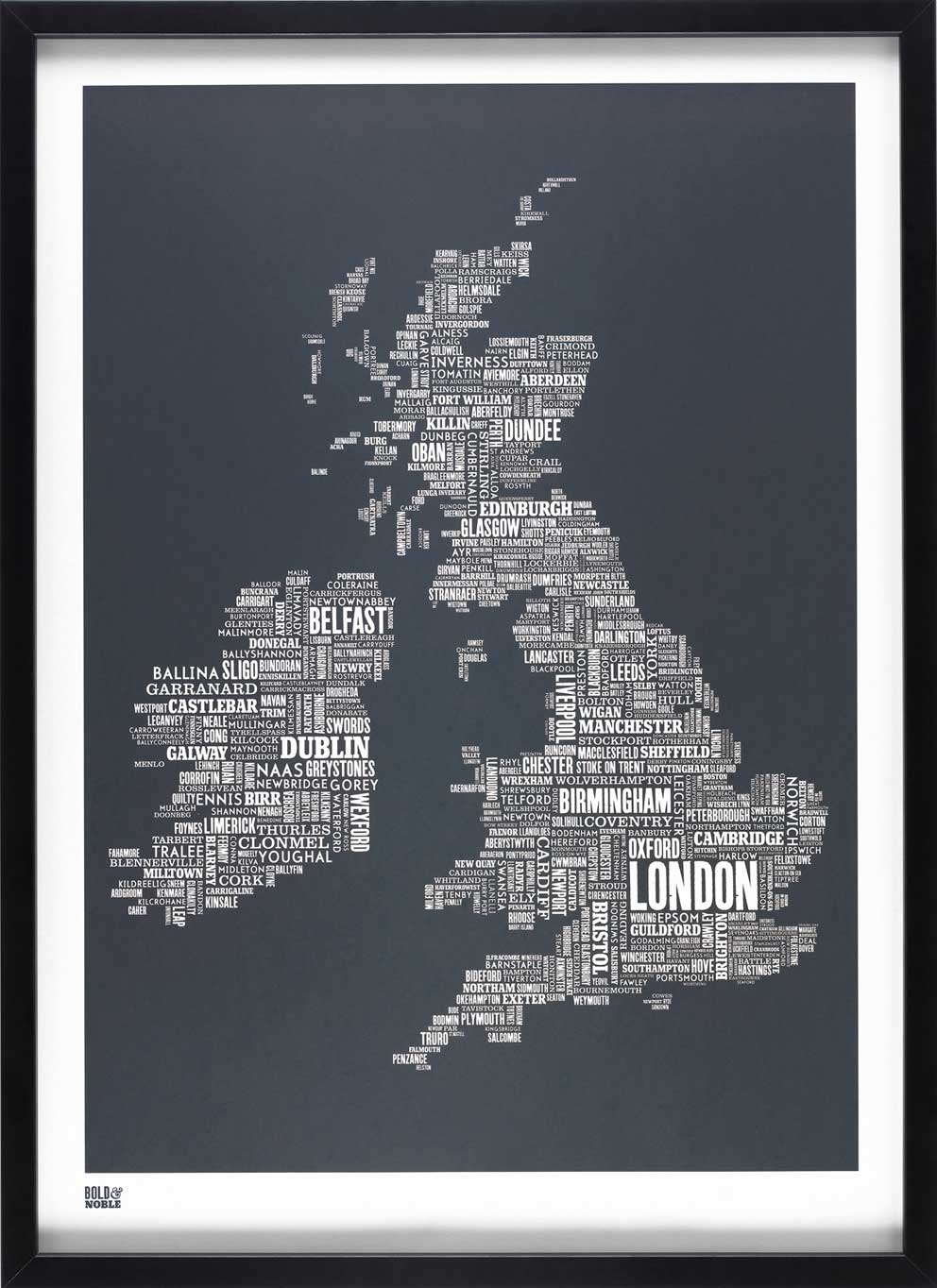 Graphic map of UK by Bold & Noble