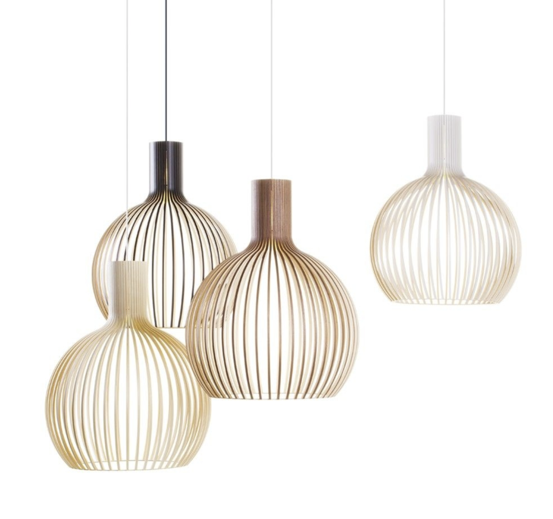  Finland's Secto Designs' large Octo 4240 pendant. Made from laminated strips of birch or walnut