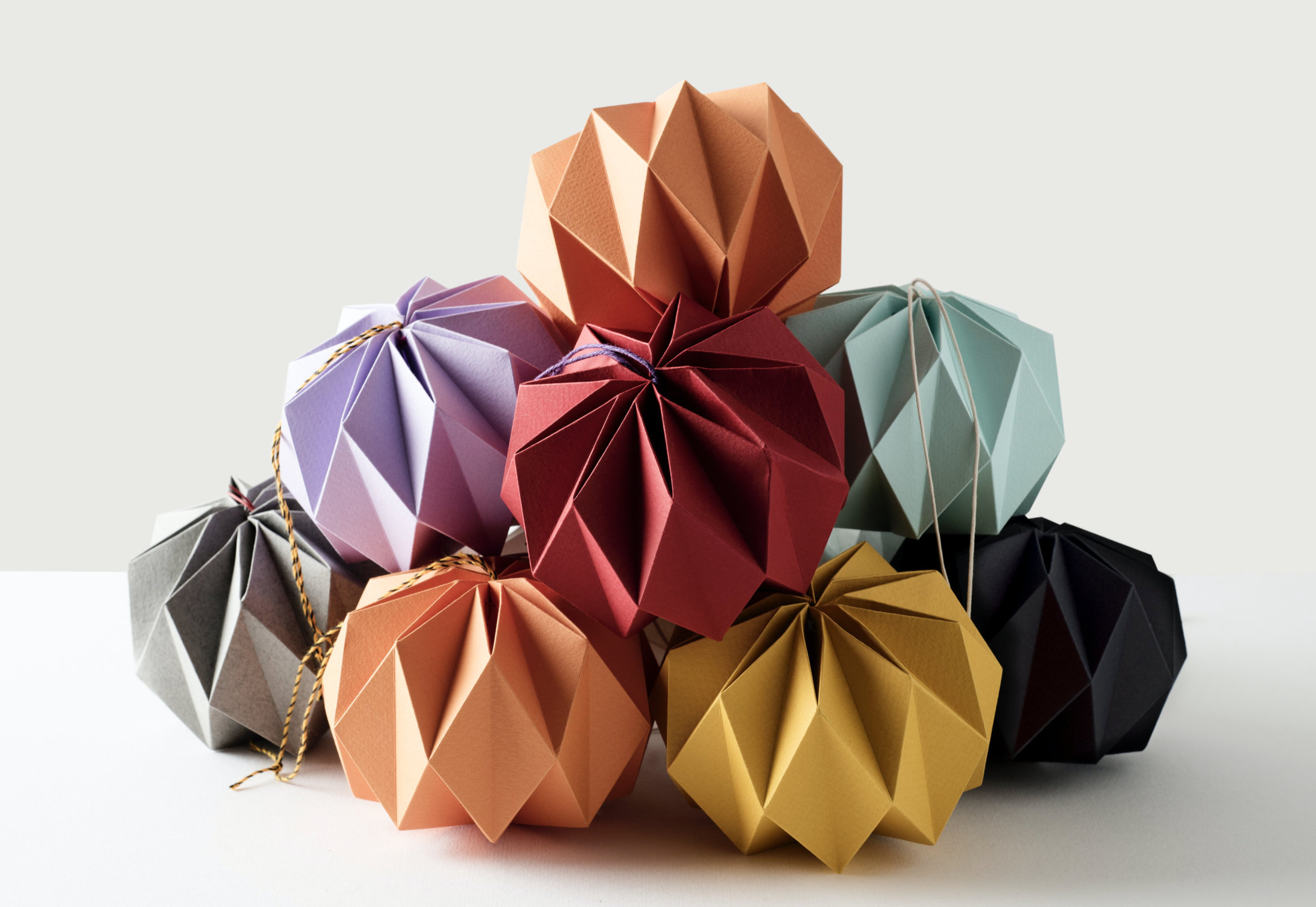 hand folded paper baubles Kate Colin Design
