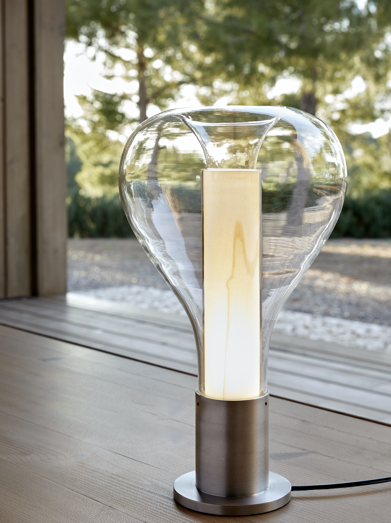 Eris light, wood and glass, by LZF
