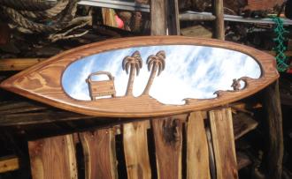 Surfboard mirror made from birch or spruce wood by Wayne Willetts